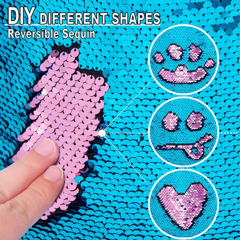 GA&EN Mermaid Reversible Sequin Drawstring Backpack, Blue/Pink Dance Bag for Girls Kids with Headband Keychain Bracelet for Christmas Gift Princess Dress Up Clothes Costume Party Birthday - Image 5